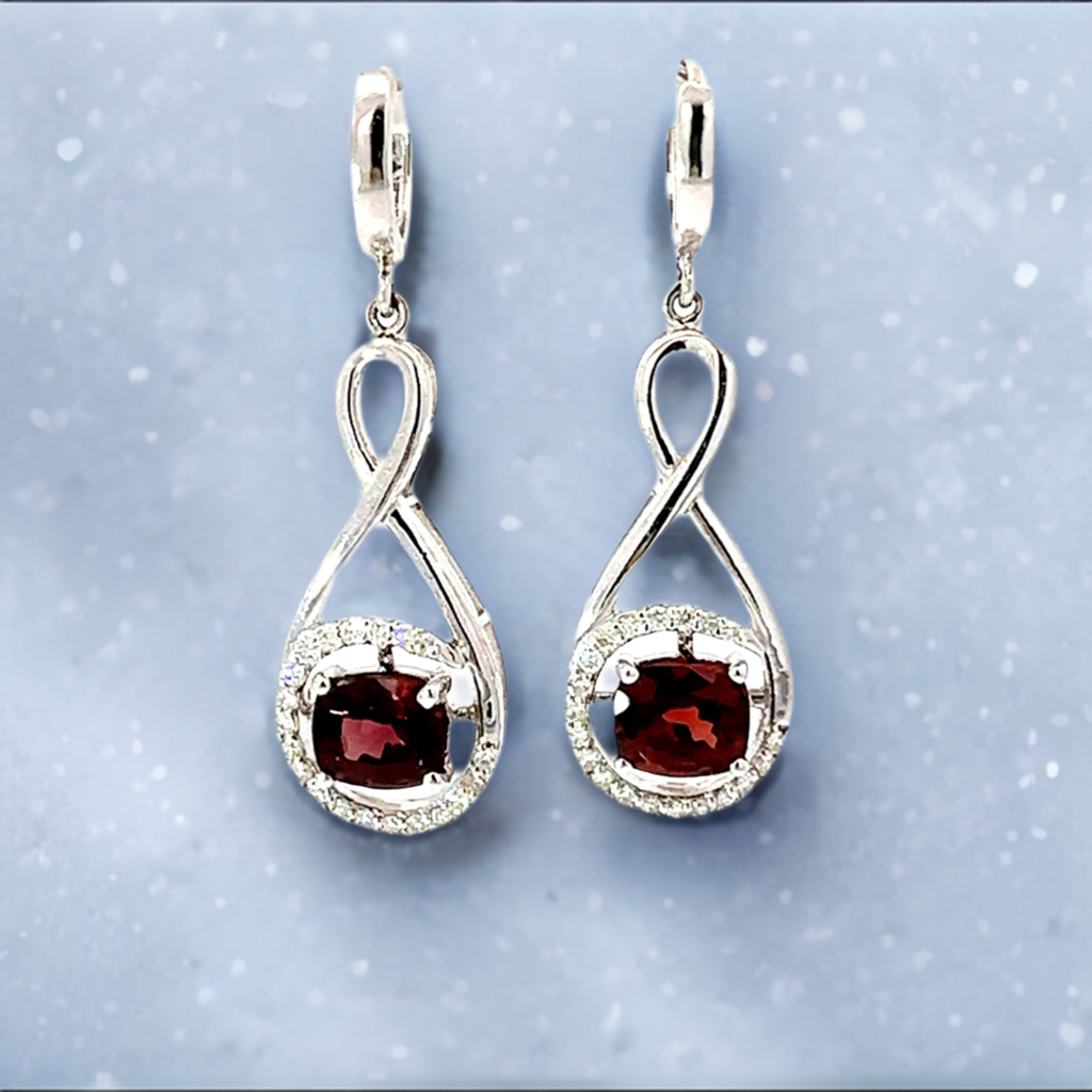 Red spinel & diamond drop earrings - Colours of Life Jewelry