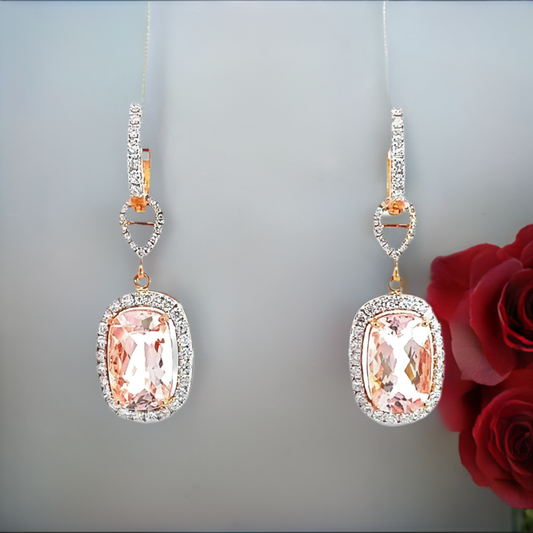 Dazzling rose gold morganite and diamond earrings - Colours of Life Jewelry