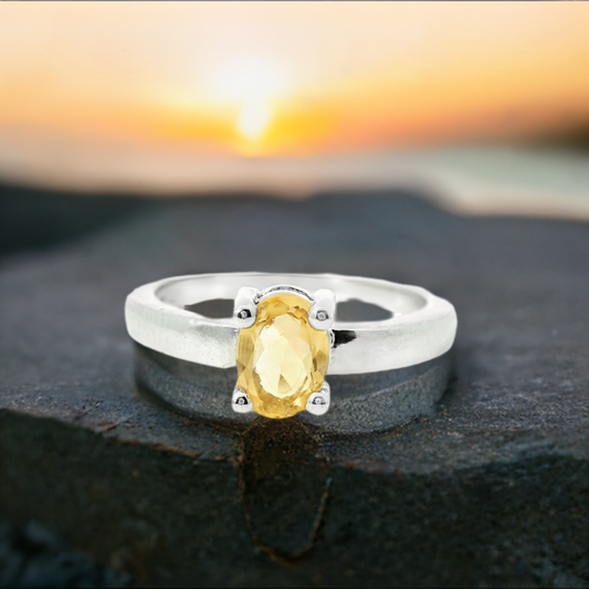 Elegant Sunshine Yellow Citrine Ring in Sterling Silver - Colours of Life Jewelry