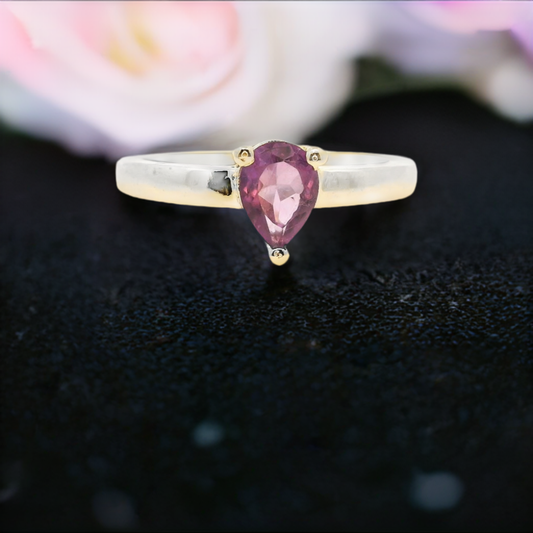 Pear shaped Amethyst and sterling silver ring. - Colours of Life Jewelry