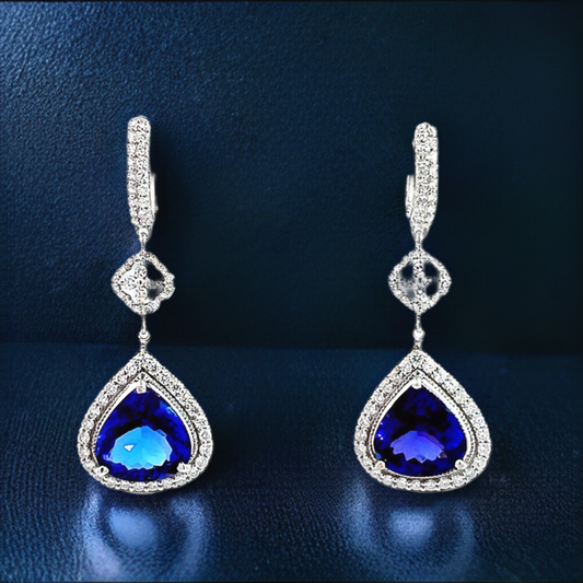 Tanzanite elegance and diamond earrings - Colours of Life Jewelry