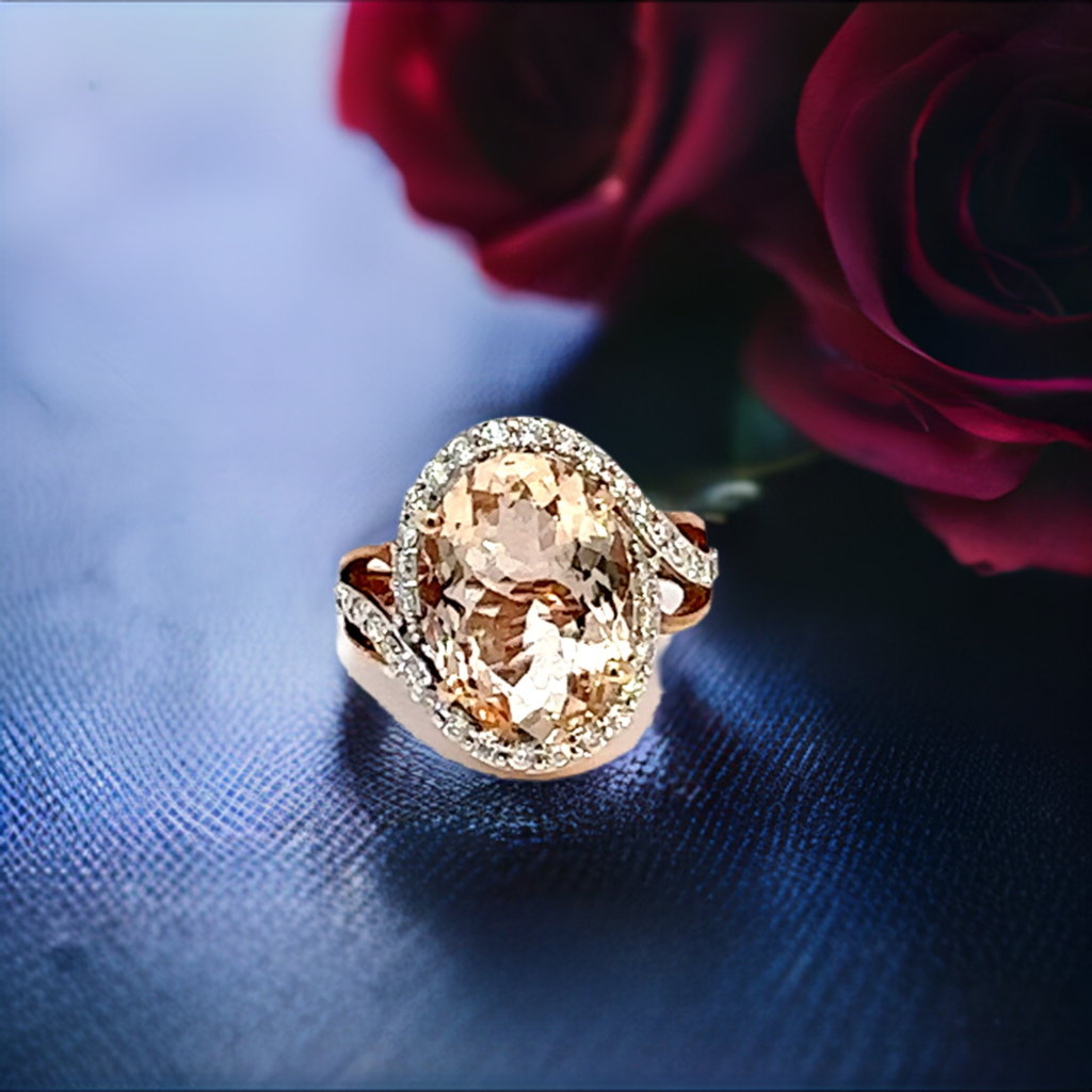 Morganite and diamond ring - Colours of Life Jewelry