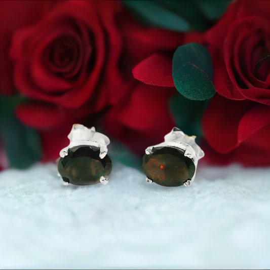 **Exquisite Garnet Gemstone Stud Earrings in Sterling Silver – Timeless Elegance** - Colours of Life Jewelry