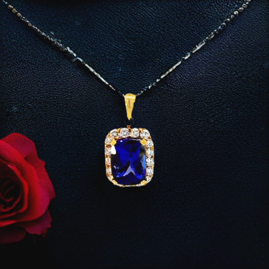 Deep blue tanzanite and diamond pendant - Colours of Life Jewelry