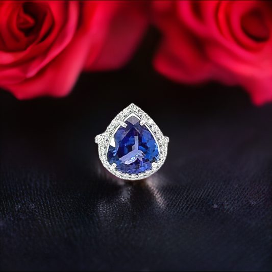 Elegant tanzanite diamond ring - Colours of Life Jewelry