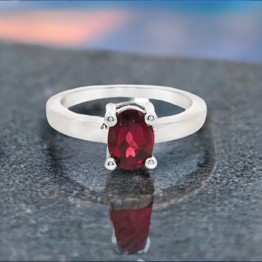 Red Garnet Solitaire Ring - Colours of Life Jewelry