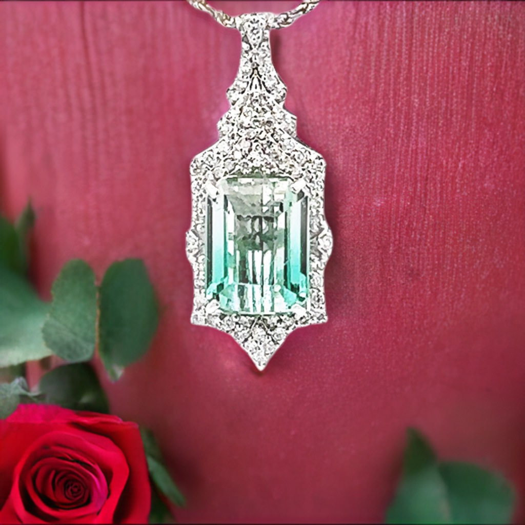 Dramatic tourmaline and diamond pendant - Colours of Life Jewelry
